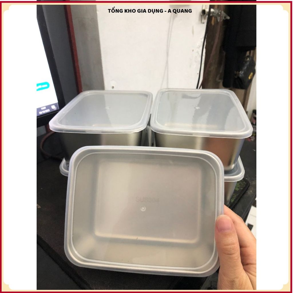 (COMBO 5) HỘP ĐỰNG THỰC PHẨM INOX 304 CAO CẤP, CHỐNG GỈ SÉT BỀN BỈ, Nắp Nhựa Đậy Kín Giữ Tươi Lâu Hơn