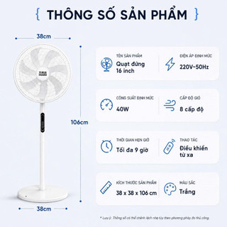 Quạt Điện Cây Đứng MAILI, Quạt Điện Tử Thông Minh 8 Tốc Độ Gió, Làm Mát Cực Nhanh, Hoạt Động Bền Bỉ, Không Gây Tiếng Ồn