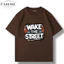 Áo Thun Unisex Form Rộng WAKE THE STREET In Hình Street Style Cotton Mềm Nam Nữ FASIME