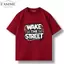Áo Thun Unisex Form Rộng WAKE THE STREET In Hình Street Style Cotton Mềm Nam Nữ FASIME