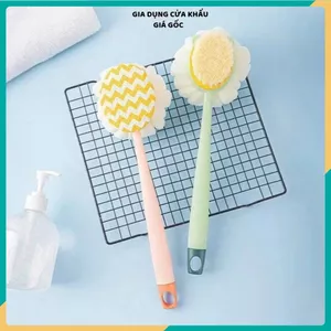 CÂY BÔNG TẮM CHÀ LƯNG 2 MẶT - Kèm Bàn Chải Cọ Da Mềm Mịn, Đồ Dùng Nhà Tắm Tiện Lợi