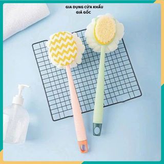 (COMBO 3) CÂY BÔNG TẮM CHÀ LƯNG 2 MẶT - Kèm Bàn Chải Cọ Da Mềm Mịn, Đồ Dùng Nhà Tắm Tiện Lợi