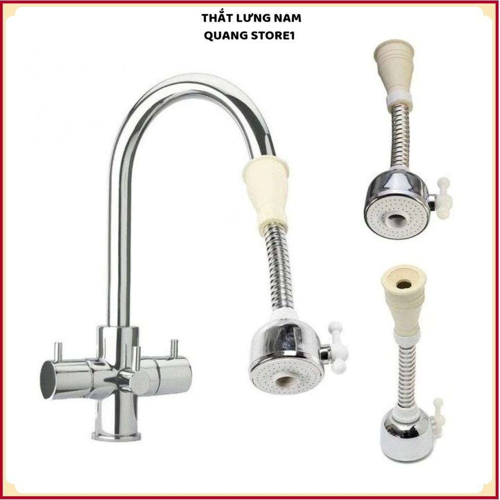 (COMBO 3) ĐẦU VÒI XỊT NƯỚC TĂNG ÁP CHO VÒI BỒN RỬA VÒI RỬA CHÉN - Đầu Nối Vòi Rửa Bát Tăng Áp Xoay 360 Độ