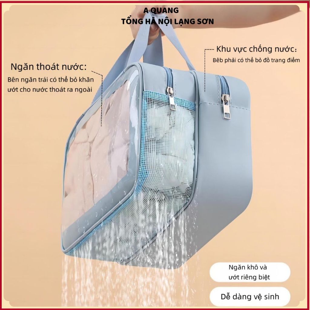 (COMBO 2) TÚI MAKEUP CÁ NHÂN SIZE L - Thiết Kế Trong Suốt Chống Nước, Túi Đựng Mỹ Phẩm Du Lịch