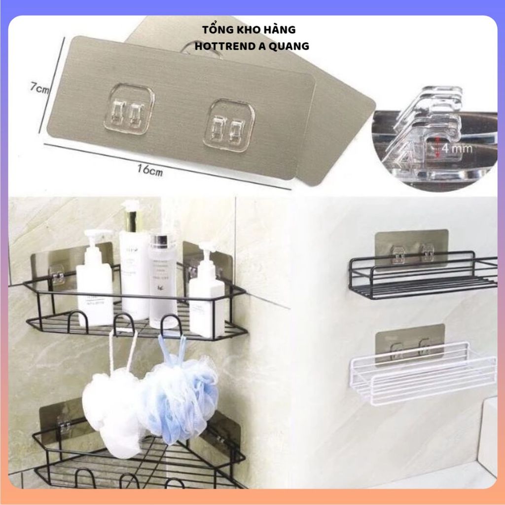 (COMBO 10) MIẾNG DÁN KỆ GÓC NHÀ TẮM - Thay Thế Dễ Dàng Không Cần Khoan Tường, Phụ Kiện Kệ Inox