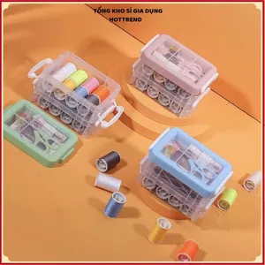 BỘ KIM CHỈ KHÂU MINI 12 CUỘN 3 TẦNG - Hộp Kim Chỉ Handmade Đầy Đủ Phụ Kiện, Bộ May Vá Tiện Lợi