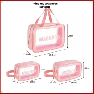 TÚI ĐỰNG ĐỒ TRANG ĐIỂM SIZE S - Luxury Washbag Trong Suốt, Chống Nước Tiện Dụng Khi Du Lịch
