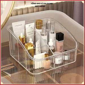KHAY NHỰA ĐỰNG ĐỒ TRANG ĐIỂM 5 NGĂN TRONG SUỐT - Khay Đựng Đồ Đa Năng Tiện Lợi, Kệ Mỹ Phẩm Để Bàn