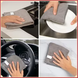 KHĂN LAU ĐA NĂNG MÀU XÁM GHI 23X23CM - Mềm Mịn Thấm Hút Tốt, Khăn Lau Nhà Bếp Cao Cấp