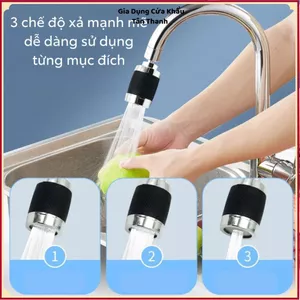 ĐẦU VÒI LỌC NƯỚC TĂNG ÁP XOAY 720 ĐỘ - 3 Chế Độ Phun Tiện Lợi Cho Bồn Rửa, Đầu Vòi Nước Đa Năng