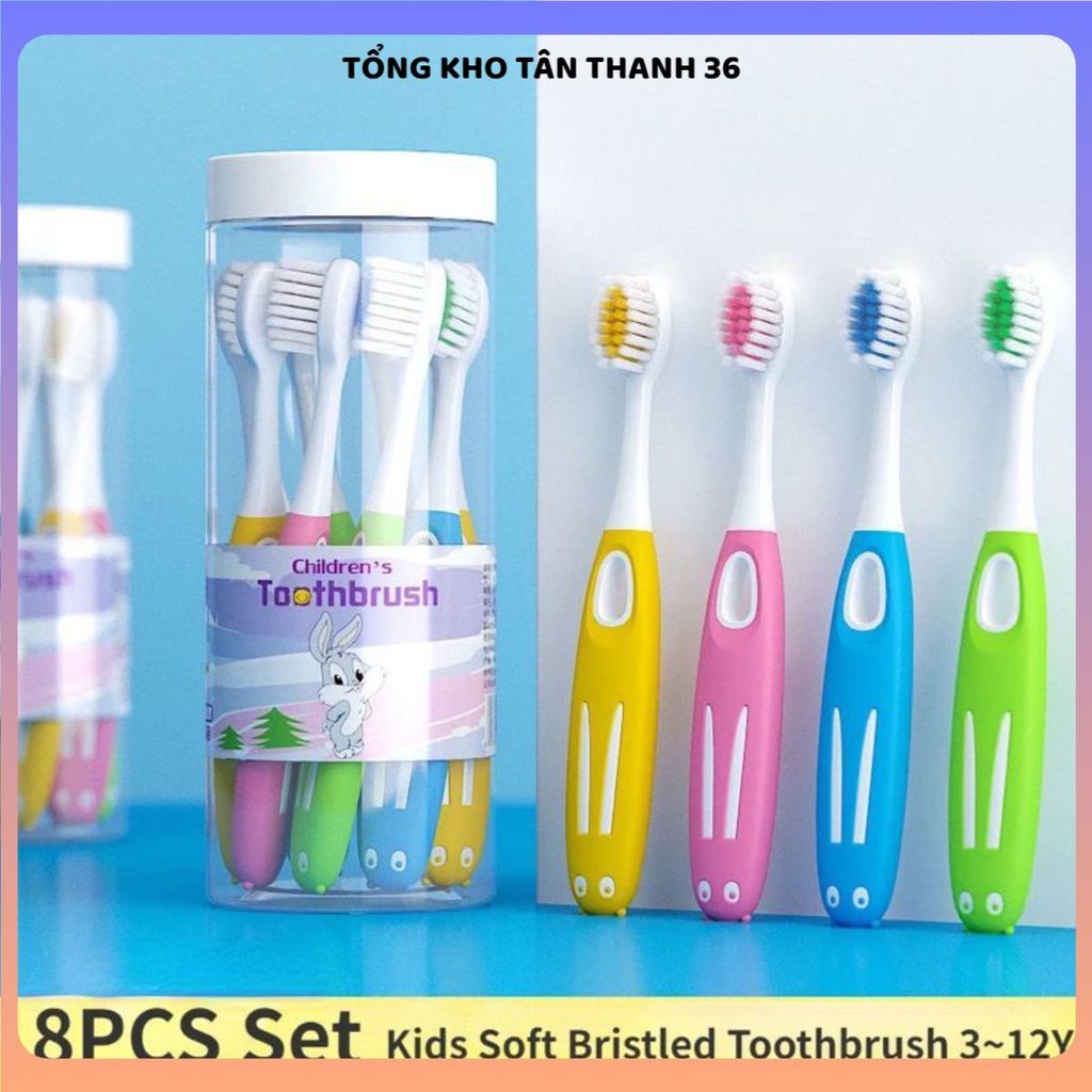 HỘP 8 BÀN CHẢI ĐÁNH RĂNG SIÊU MỀM CHO BÉ 3-12 TUỔI - Vệ Sinh Răng Miệng Hiệu Quả, Bàn Chải Trẻ Em Cao Cấp
