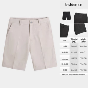 Quần Short Âu Nam Insidemen Dáng Regular Fit Co Giãn Tốt Vận Động Thoải Mái ISO120AS0