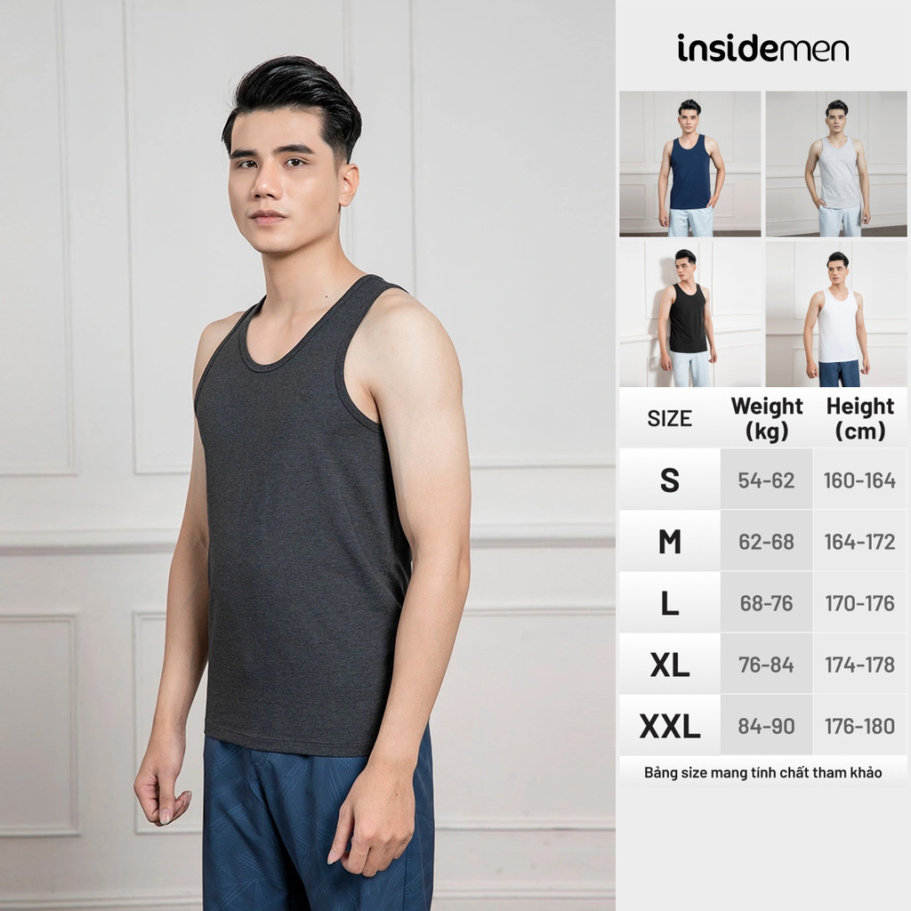 Áo thun sát nách nam cổ tròn 100% POLYESTER Insidemen 6TL003AZ