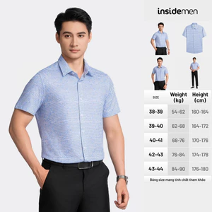 Áo Sơ Mi Kẻ Ngắn Tay Nam INSIDEMEN In Hoạ Tiết Form Ôm ISS035AZ