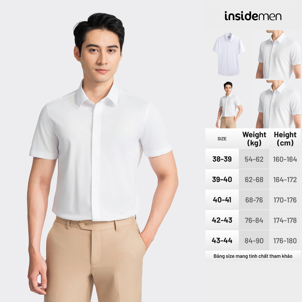Áo Sơ Mi Nam Ngắn Tay INSIDEMEN Form Ôm Vừa Vặn ISS003AZ