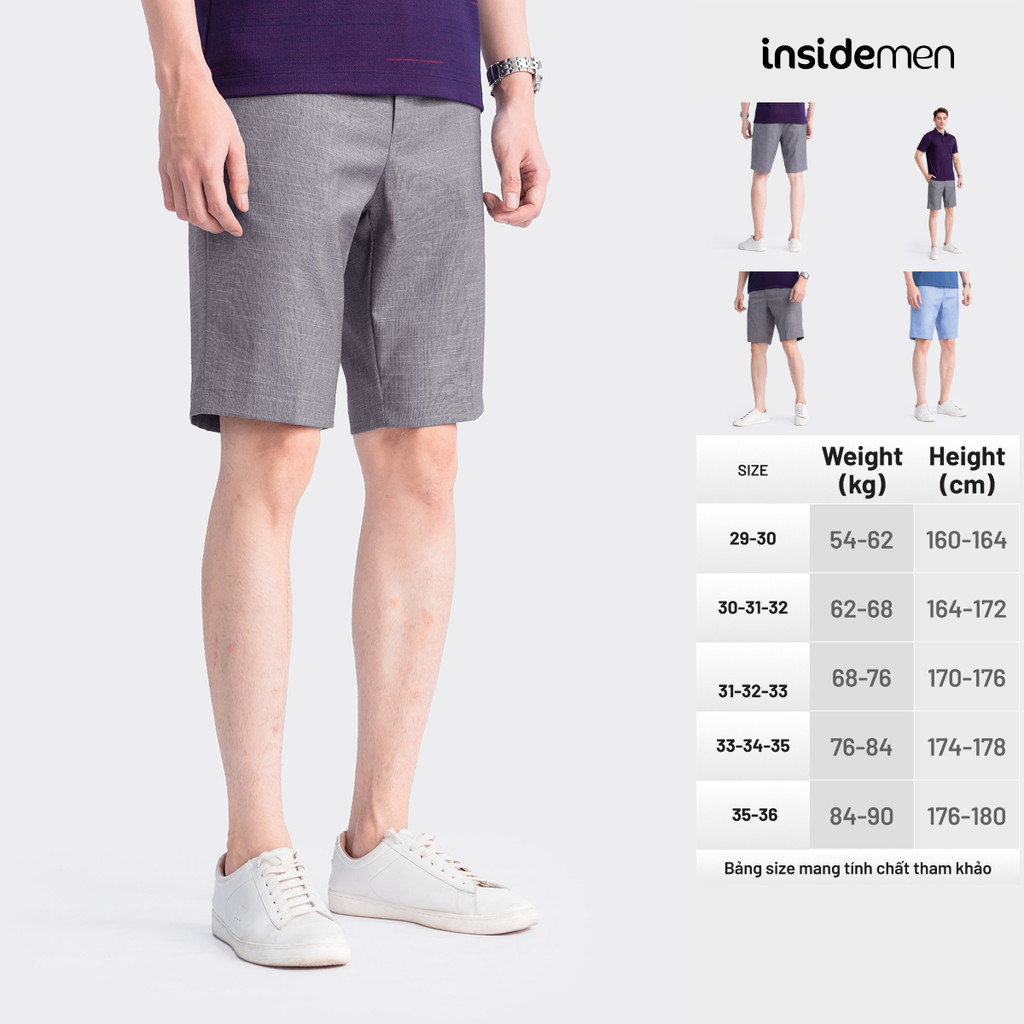 Quần short  âu nam INSIDEMEN Reguar fit co giãn ít nhăn bền màu ISO008S3