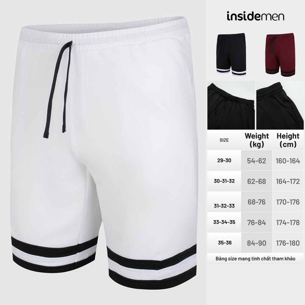 Quần Short Nam INSIDEMEN Thun Kẻ Sọc Thoáng Mát Thể Thao ISO036S3