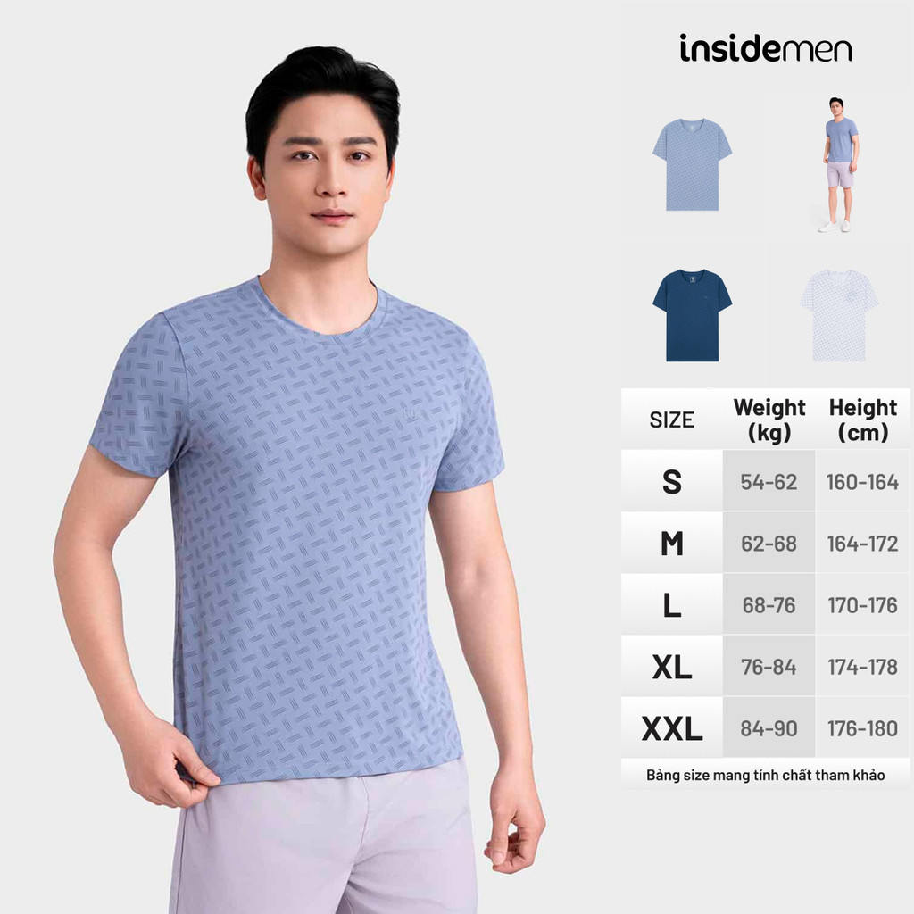 Áo thun nam cổ tròn INSIDEMEN vải polyester co giãn 4 chiều dày dặn form regular fit nam tính trẻ trung ITS011MAH0