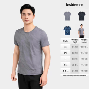 Áo Thun Nam Insidemen Hoa Văn Cá Tính Vải Polyamide Spandex, Regular Fit ITS027MAH0