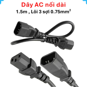 Dây nối nguồn AC 1.5m đực - cái, dây đồng nguyên chất