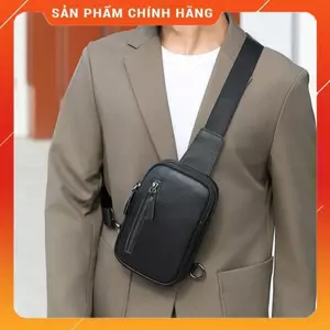 Túi đeo chéo nam da bò thật; Túi đeo ngực nam cao cấp TD149VB (Đen) - 100% da thật, BH 3 năm