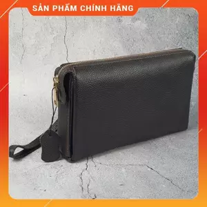 Clutch hộp nam da bò thật CL130VB (Đen/Nâu sẫm) [Freeship] - 100% da bò thật, BH 3 năm