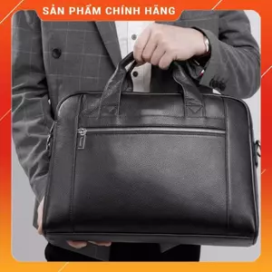 Cặp xách công sở nam da bò thật 15,6in CD321VB (Đen/Nâu) - 100% da thật, BH 3 năm