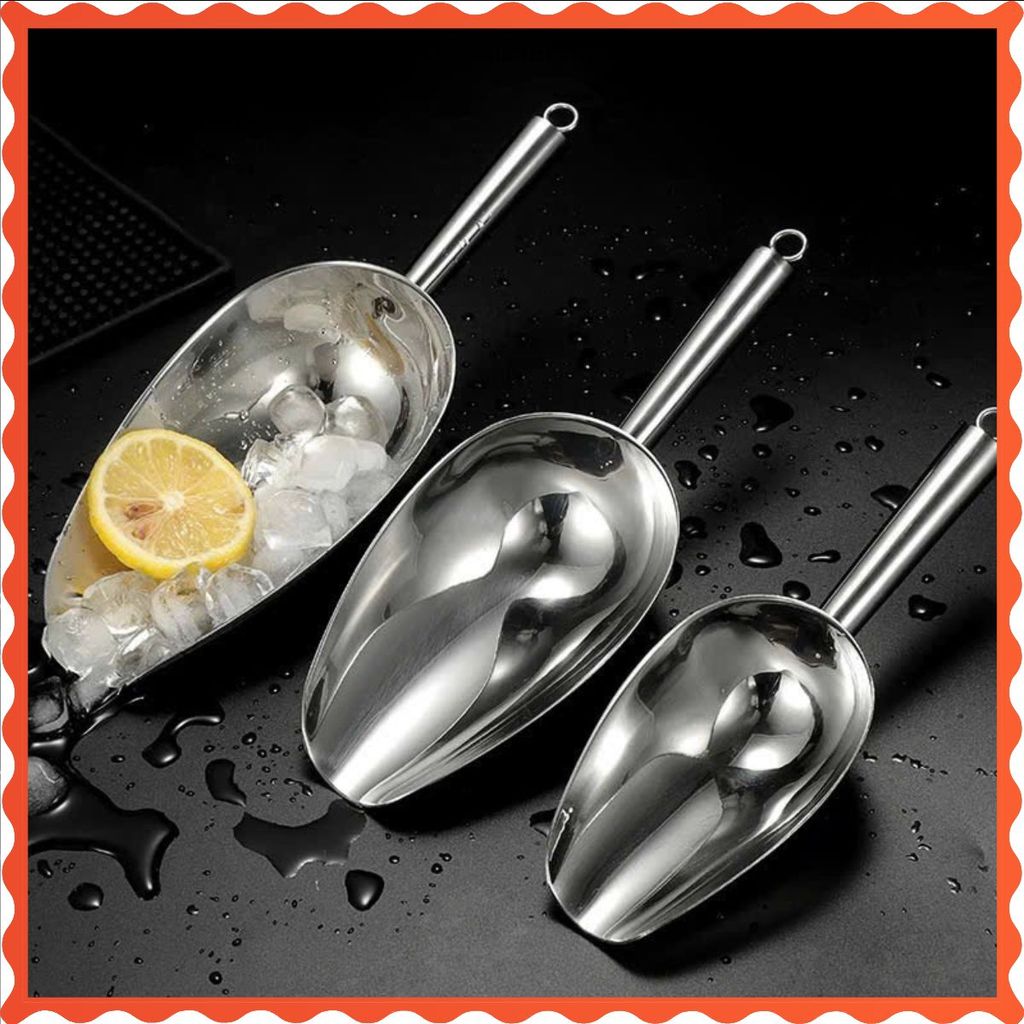 (COMBO 3) COMBO DỤNG CỤ XÚC ĐÁ INOX CAO CẤP, XẺNG XÚC GẠO VÀ THỰC PHẨM TIỆN DỤNG, Thiết Kế Chắc Chắn Và Dễ Vệ Sinh