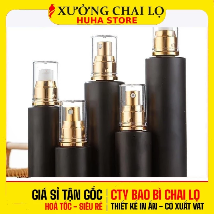 [COMBO 3 CÁI] Chai Lọ Chiết Mĩ Phẩm ❤ Chai Lọ Thủy Tinh Xịt Giọt 20ml,30ml,50ml Đen Nhám Chiết Mĩ Phẩm, Serum