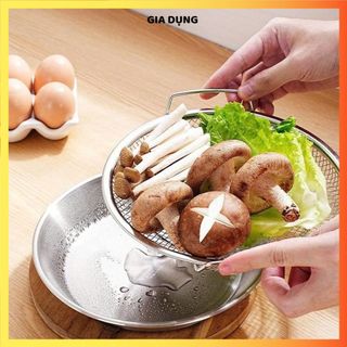 (COMBO 3) BỘ KHAY KÈM VỈ LƯỚI INOX 304 SIZE 20CM - Đựng Ráo Dầu Thức Ăn Chiên Rán, Ráo Nước Đồ Luộc