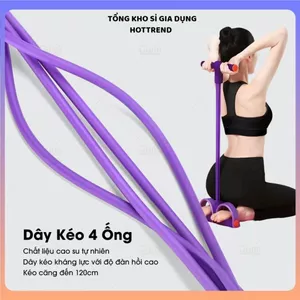 DÂY KÉO ĐÀN HỒI 4 ỐNG CAO SU BÀN ĐẠP CHÂN - Dụng Cụ Tập Gym Săn Chắc Bụng Tay Vai Tại Nhà
