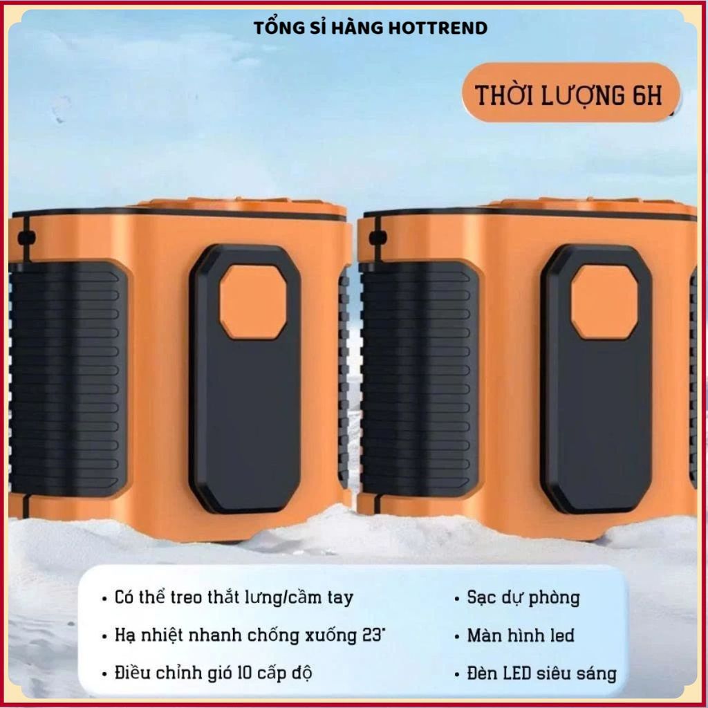 QUẠT ĐEO THẮT LƯNG - 10 Cấp Độ Gió, Dùng Đến 10H, Quạt Điều Hòa Mini