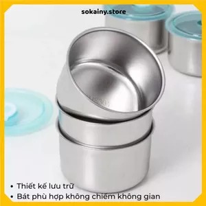 HỘP ĐỰNG THỰC PHẨM INOX TRÒN - Có Nắp Đậy Kín, Dùng Cho Tủ Lạnh Và Mang Theo