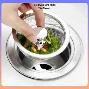 NẮP LƯỚI LỌC RÁC BỒN RỬA CHÉN CÓ TAY CẦM - Thép Không Gỉ Tiện Dụng, Dụng Cụ Nhà Bếp Phòng Tắm