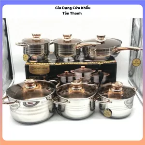 BỘ NỒI INOX ĐỨC 6 MÓN - 12 Chi Tiết Cao Cấp, Nấu Ăn Tiện Lợi Và Bền Đẹp