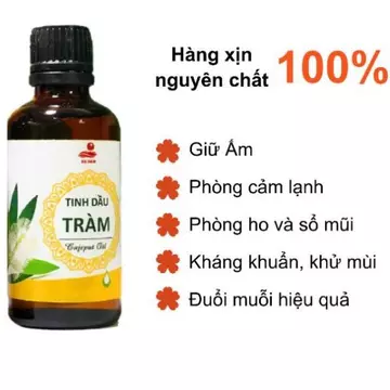 Tinh Dầu Tràm Nguyên Chất 100%, Dầu Tràm Cho Bé Phòng Ho, Nghẹt Mũi, Côn Trùng Cắn, Giảm Hăm Hiệu Quả