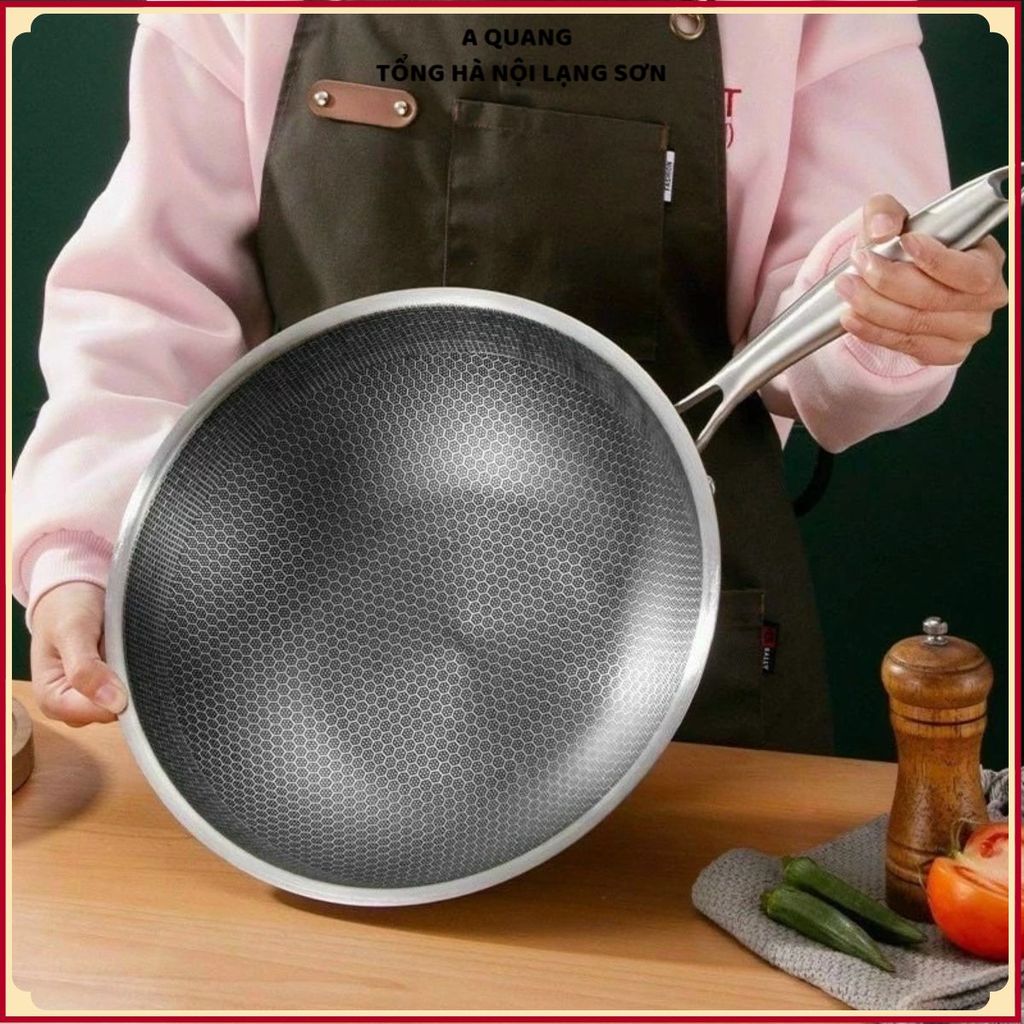 CHẢO SIÊU CHỐNG DÍNH SÂU LÒNG LƯỚI TỔ ONG 32CM - Chiên Xào Ít Dầu, Bền Đẹp