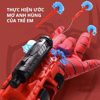 Găng Tay Người Nhện SpiderMan Bắn Tơ Có Giác Hút Dính Đồ Vật, Cự Ly 5m, Đồ Chơi Siêu Ngầu -Kingan22