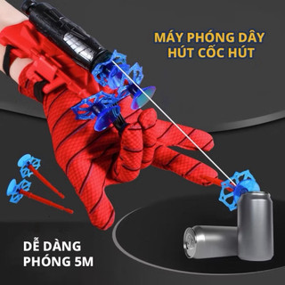 Găng Tay Người Nhện SpiderMan Bắn Tơ Có Giác Hút Dính Đồ Vật, Cự Ly 5m, Đồ Chơi Siêu Ngầu -Kingan22
