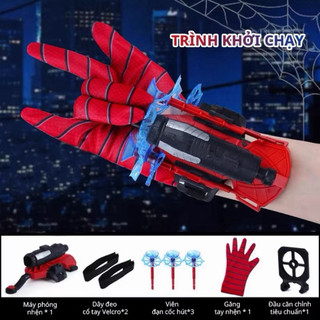 Găng Tay Người Nhện SpiderMan Bắn Tơ Có Giác Hút Dính Đồ Vật, Cự Ly 5m, Đồ Chơi Siêu Ngầu -Kingan22