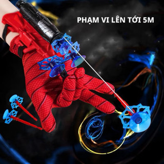 Găng Tay Người Nhện SpiderMan Bắn Tơ Có Giác Hút Dính Đồ Vật, Cự Ly 5m, Đồ Chơi Siêu Ngầu -Kingan22