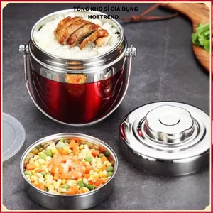 CÀ MEN BOM HÀN QUỐC 2 NGĂN - Hộp Cơm Giữ Nhiệt 1.5L Tiện Lợi