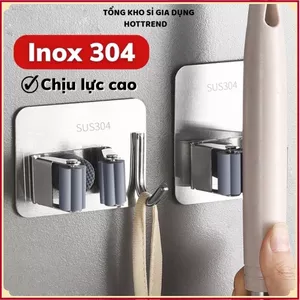 MÓC TREO KẸP CHỔI INOX 304 - Móc Dán Tường Siêu Chắc Thiết Kế Hiện Đại