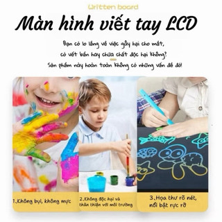 Bảng Vẽ LCD Tự Xóa Đa Sắc 12/16 Inch Cho Bé - Bảng Viết Điện Tử Thông Minh -Kingan22