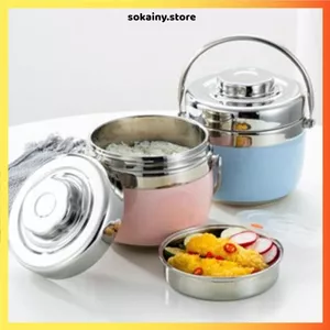CÀ MEN ĐỰNG CƠM INOX GIỮ NHIỆT - 2 Ngăn Dày Dặn, Bền Đẹp 1.3L