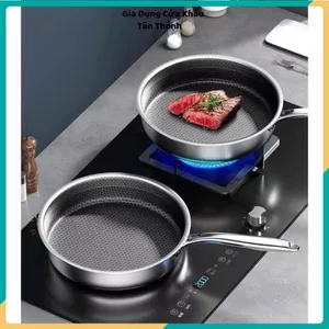 CHẢO CHỐNG DÍNH INOX 304 SÂU LÒNG 28CM - Quai Cầm Cách Nhiệt, Dùng Mọi Loại Bếp