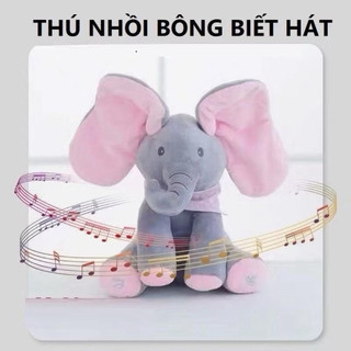Đồ chơi voi ú òa biết hát, vẫy tai dễ thương, tặng pin, cho bé sơ sinh và trẻ nhỏ -Kingan22