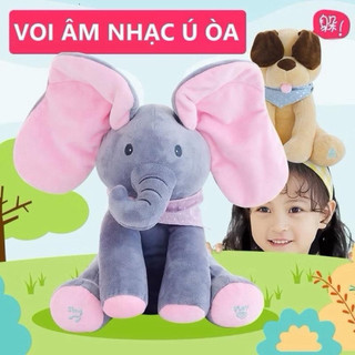 Đồ chơi voi ú òa biết hát, vẫy tai dễ thương, tặng pin, cho bé sơ sinh và trẻ nhỏ -Kingan22