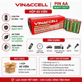 Pin AA VINACCELL 2A Lớn 1.5V, hộp 40 viên, dùng cho đồng hồ, đồ chơi -Kingan22