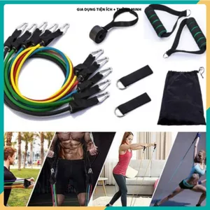 BỘ DÂY TẬP GYM 5 MÓN, DÂY KHÁNG LỰC ĐÀN HỒI, NGŨ SẮC TIỆN LỢI, Dễ Mang Theo Tập Mọi Lúc Mọi Nơi